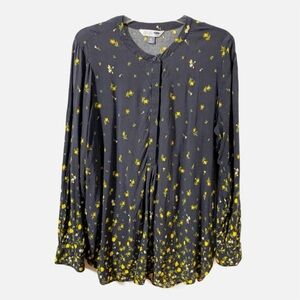 Old Navy The Tunic Shirt Partial Button Long Sleeve Tunic Top Floral Design 💙💛